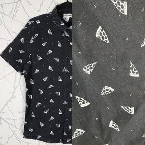 Abound Black Pizza Slice Print Cotton Stretch Short Sleeve Shirt